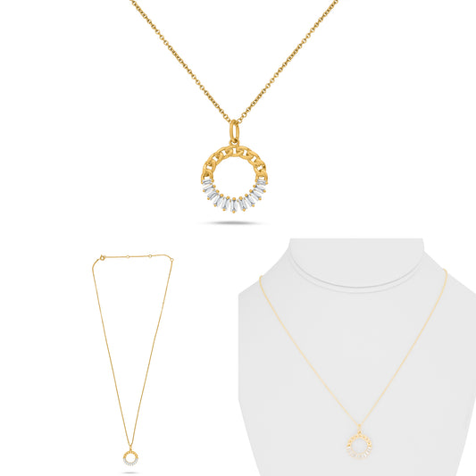 14K Yellow Gold Baguette Diamond Necklace