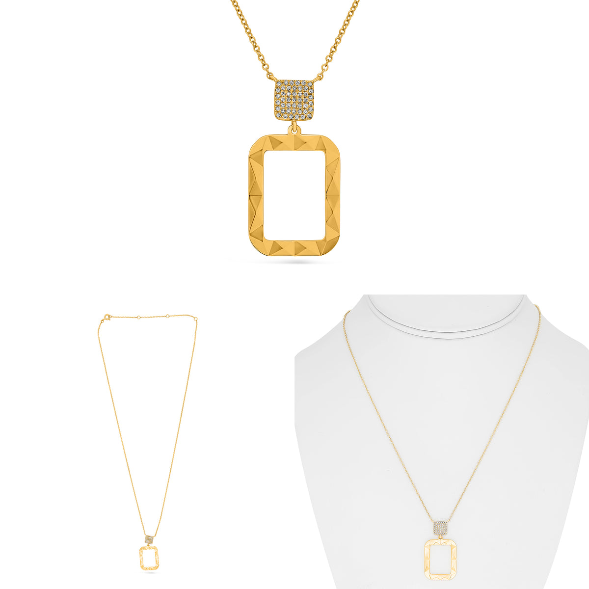 14K Yellow Gold Round Diamond Necklace