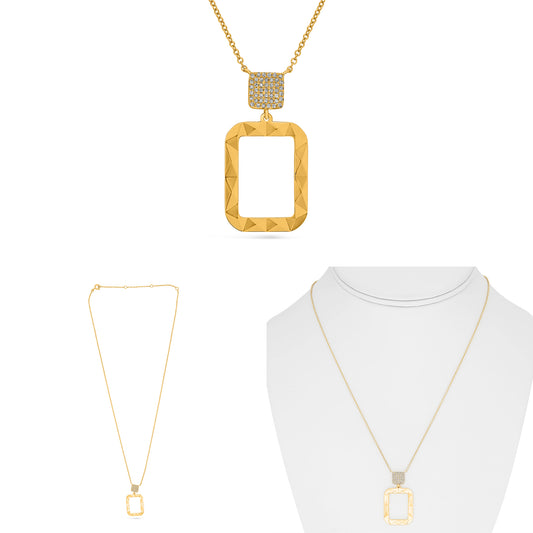 14K Yellow Gold Round Diamond Necklace