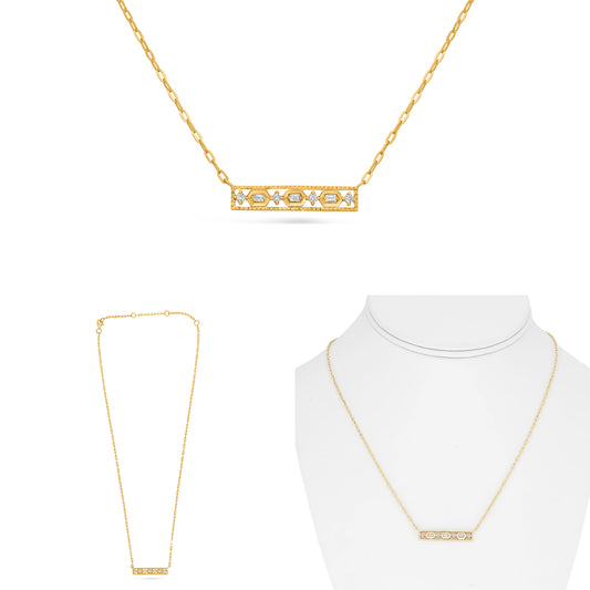 14K Yellow Gold Baguette Diamond Necklace