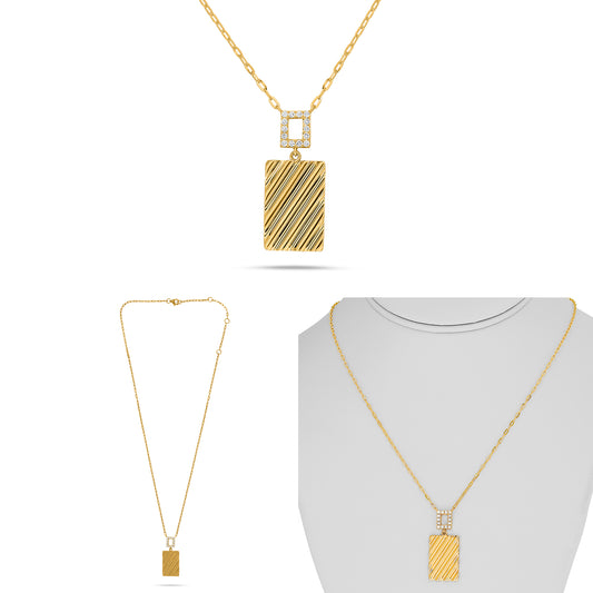 14K Yellow Gold Round Diamond Necklace
