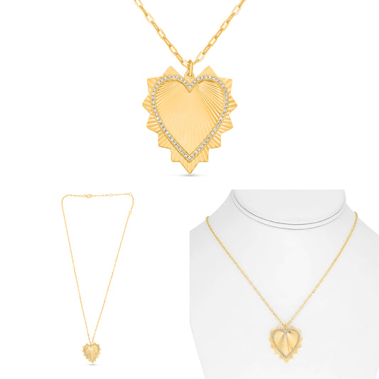 14K Yellow Gold Round Diamond Necklace