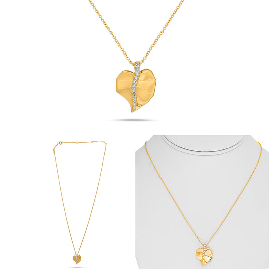 14K Yellow Gold Round Diamond Necklace