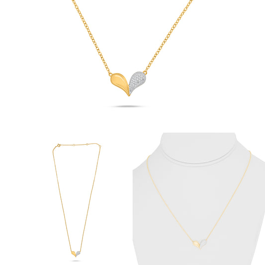 14K Yellow Gold Round Diamond Cluster Necklace