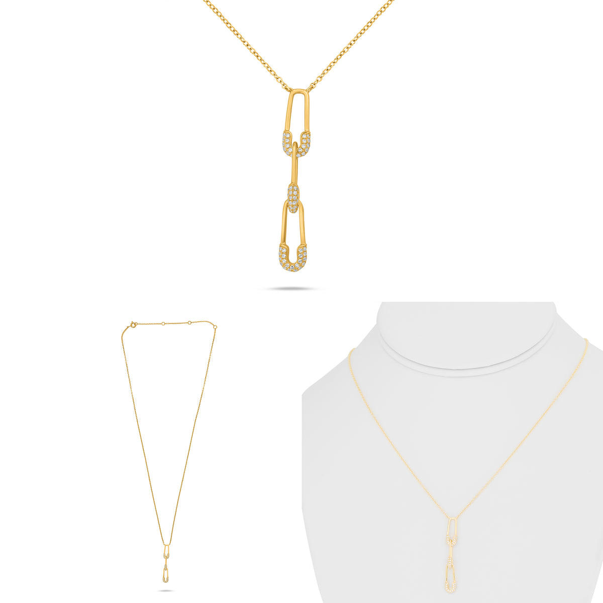 14K Yellow Gold Round Diamond Necklace