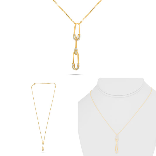14K Yellow Gold Round Diamond Necklace