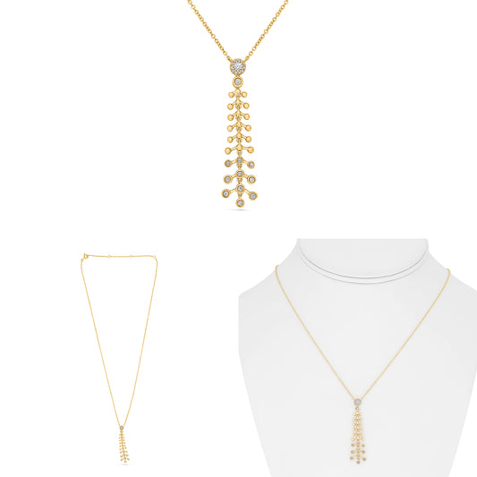 14K Yellow Gold Round Diamond Necklace