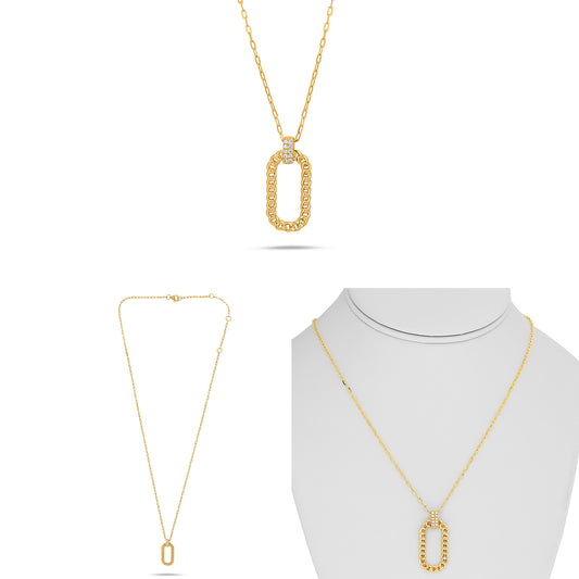 14K Yellow Gold Round Diamond Necklace