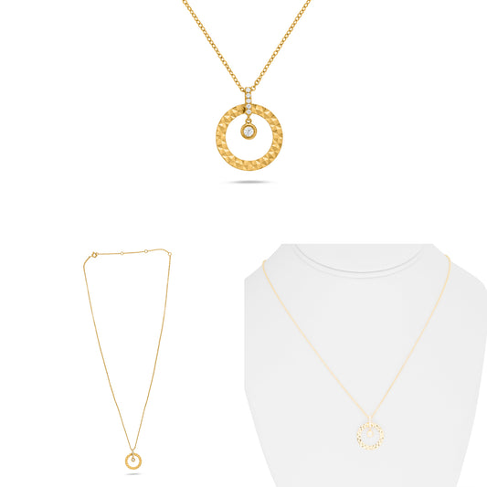 14K Yellow Gold Round Diamond Necklace