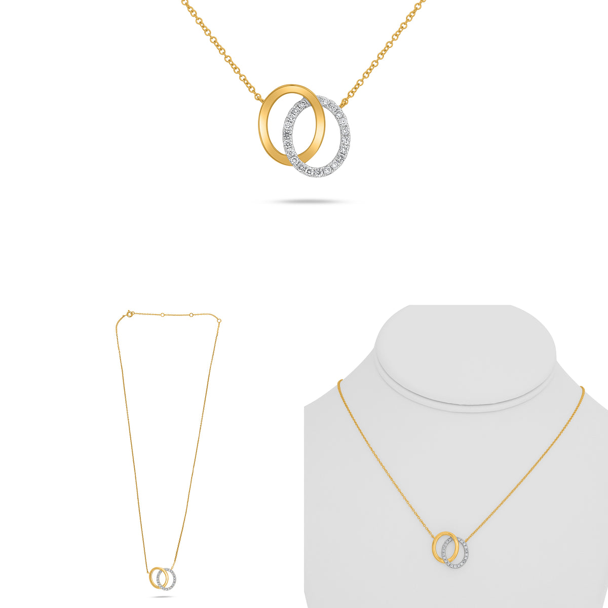 14K Yellow Gold Round Diamond Necklace