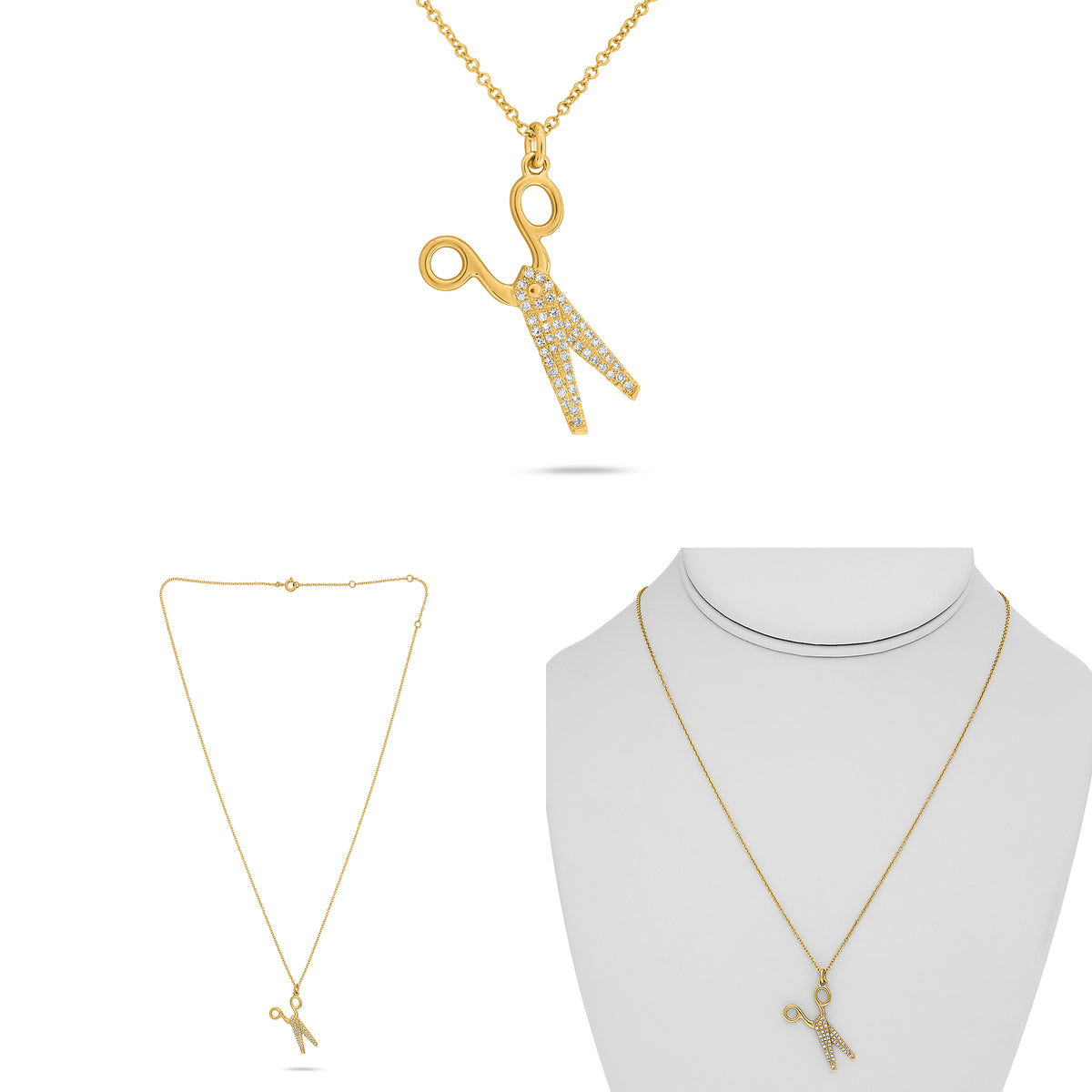 14K Yellow Gold Round Diamond Necklace