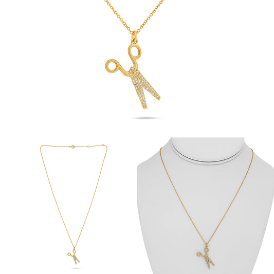 14K Yellow Gold Round Diamond Necklace