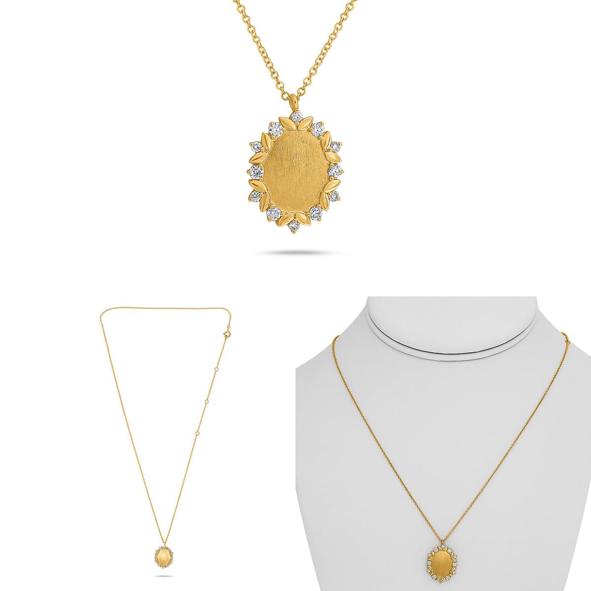 14K Yellow Gold Round Diamond Necklace