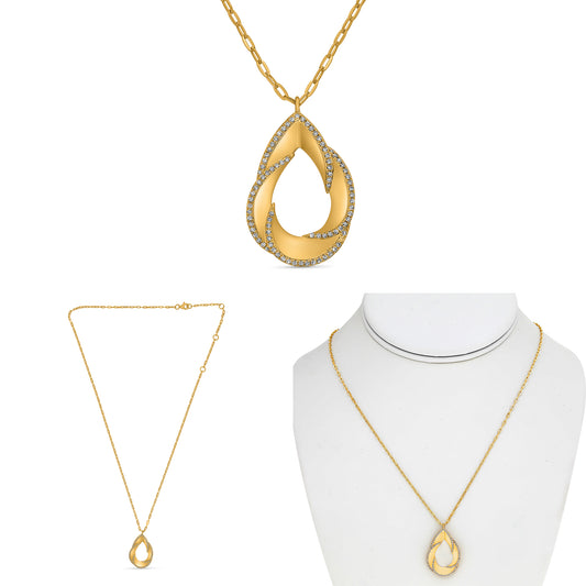 14K Yellow Gold Round Diamond Necklace