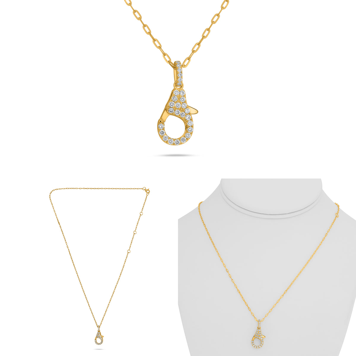 14K Yellow Gold Round Diamond Necklace
