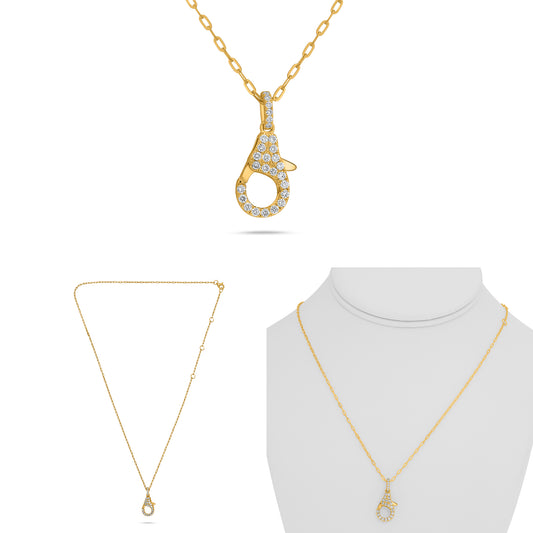 14K Yellow Gold Round Diamond Necklace