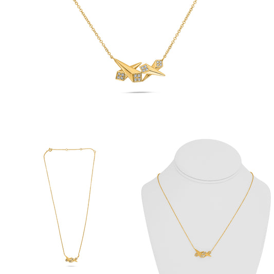 14K Yellow Gold Round Diamond Necklace