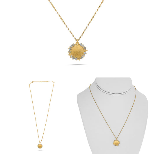 14K Yellow Gold Round Diamond Necklace