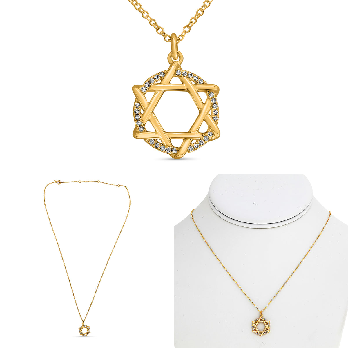 14K Yellow Gold Round Diamond Necklace