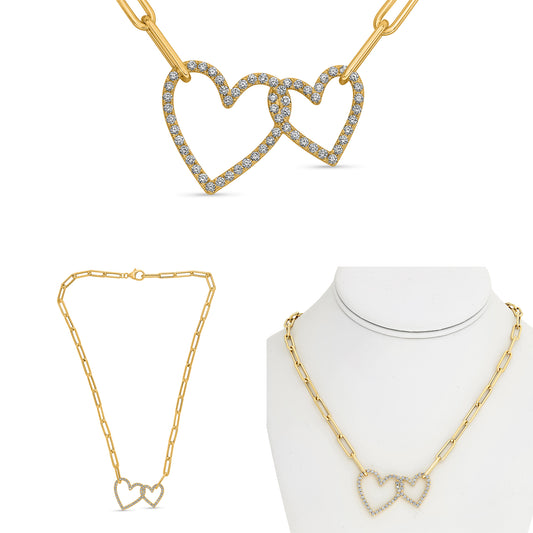 14K Yellow Gold Round Diamond Necklace