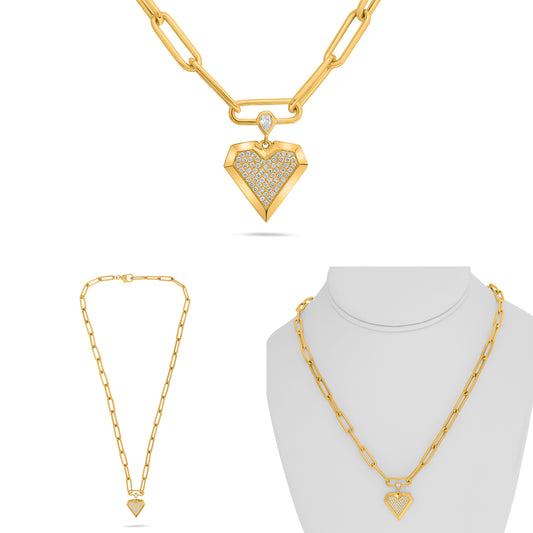 14K Yellow Gold Round Diamond Necklace