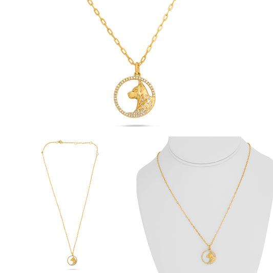 14K Yellow Gold Round Diamond Necklace