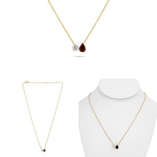 14K Yellow Gold Pear Ruby Necklace