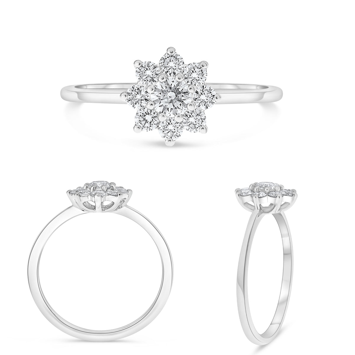 14K White Gold Round Diamond Halo Ring