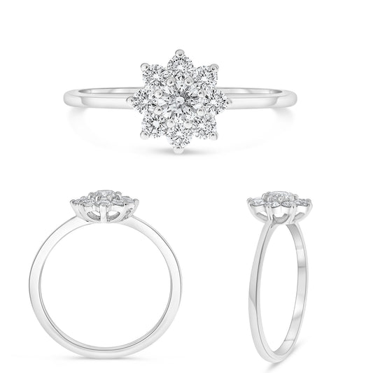 14K White Gold Round Diamond Halo Ring