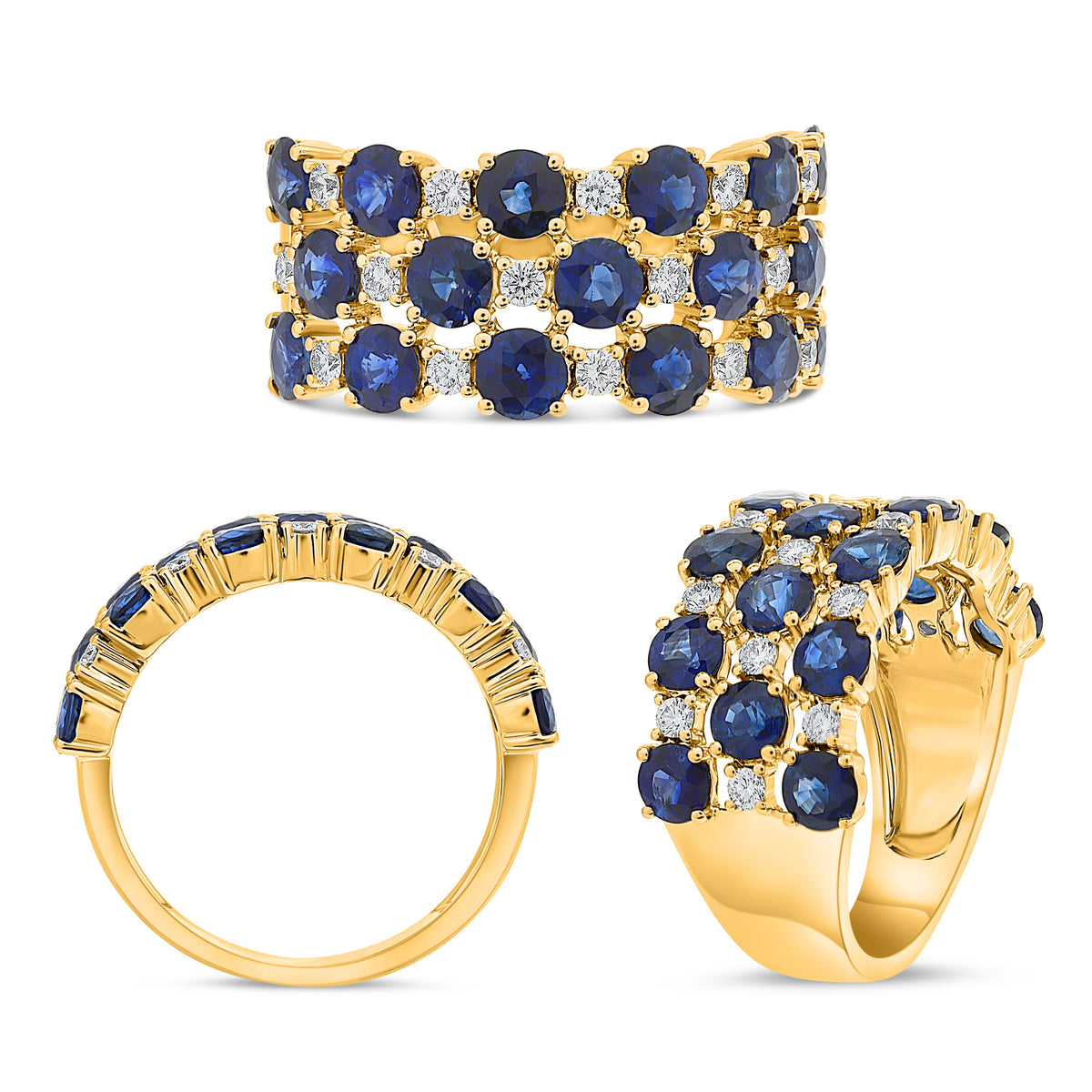 14K Yellow Gold Round Sapphire Ring