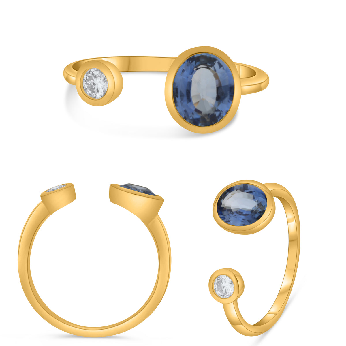 14K Yellow Gold Oval Sapphire Ring
