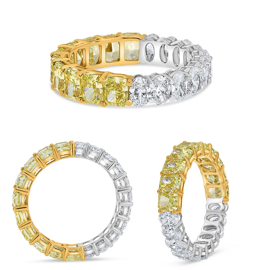 14K White & Yellow Gold Radiant Fancy Yellow Diamond Ring