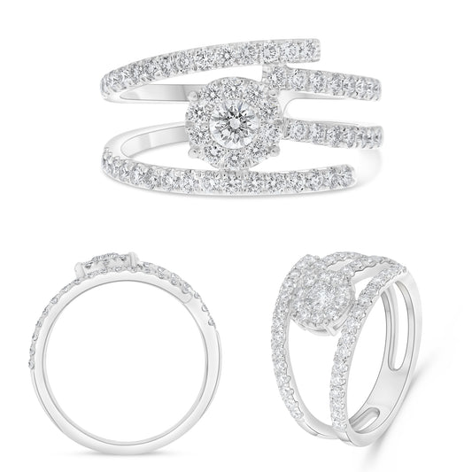 14K White Gold Round Diamond Halo Ring