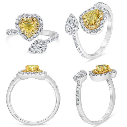 14K White & Yellow Gold Fancy Yellow Diamond Ring
