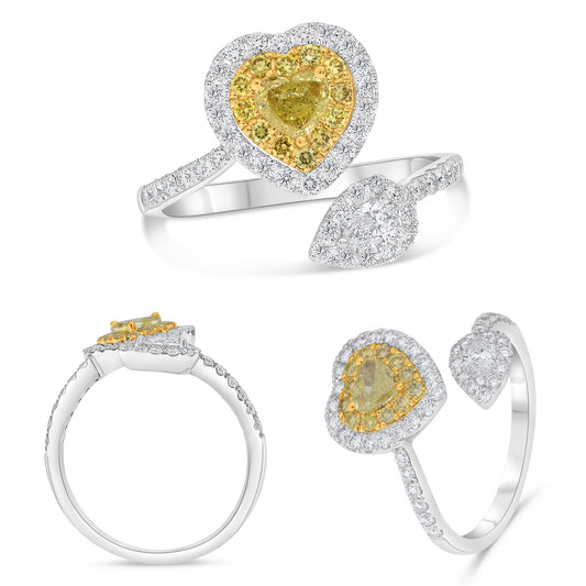 14K White & Yellow Gold Fancy Yellow Diamond Ring