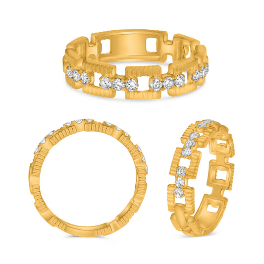 14K Yellow Gold Round Diamond Ring