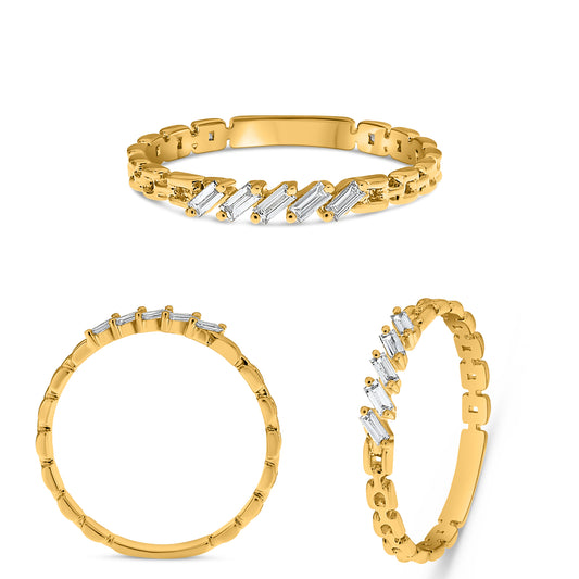 14K Yellow Gold Baguette Diamond Ring