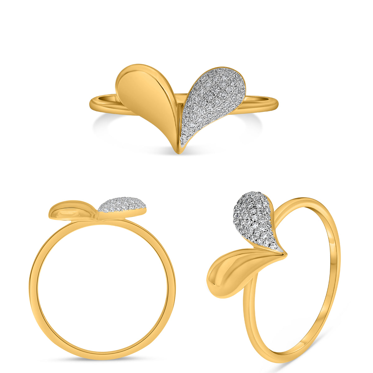 14K Yellow Gold Round Diamond Ring