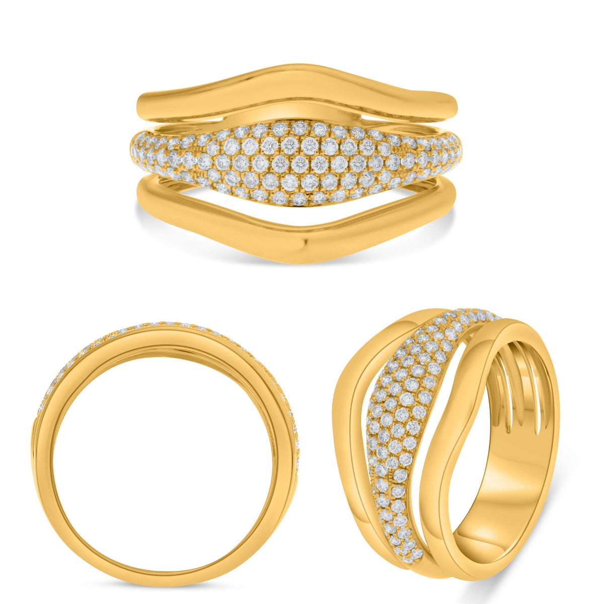 14K Yellow Gold Round Diamond Ring