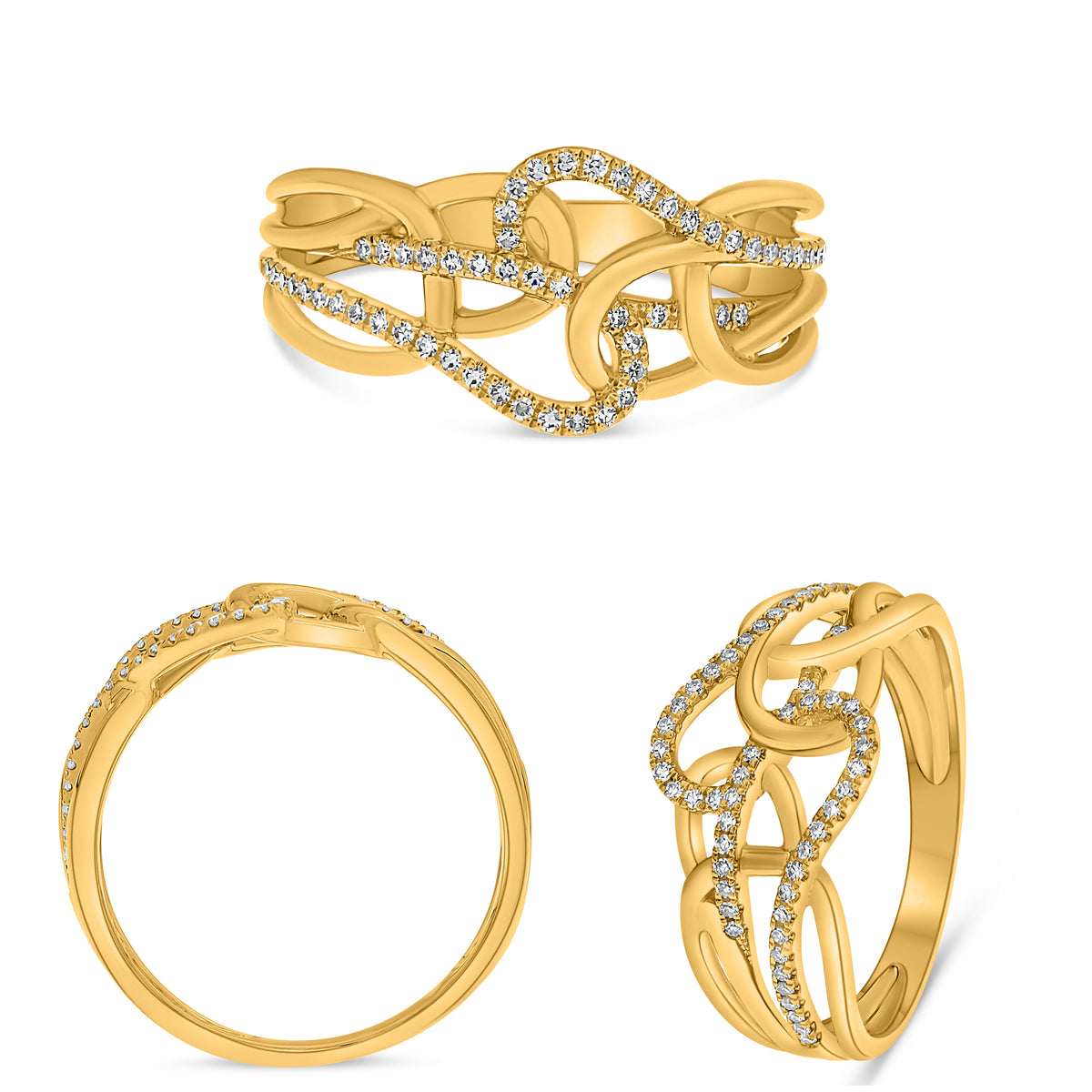 14K Yellow Gold Round Diamond Ring