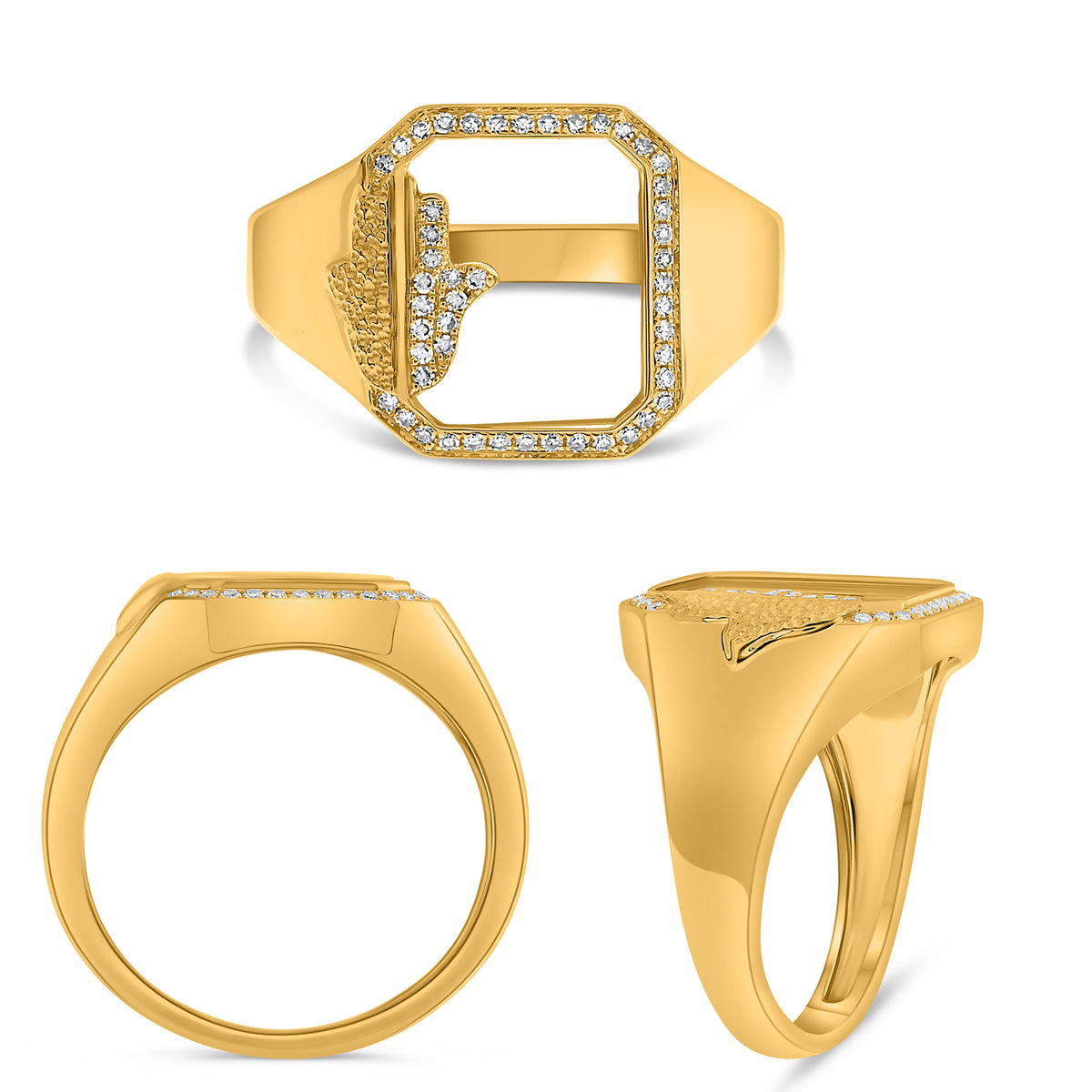 14K Yellow Gold Emerald Cut Diamond Ring