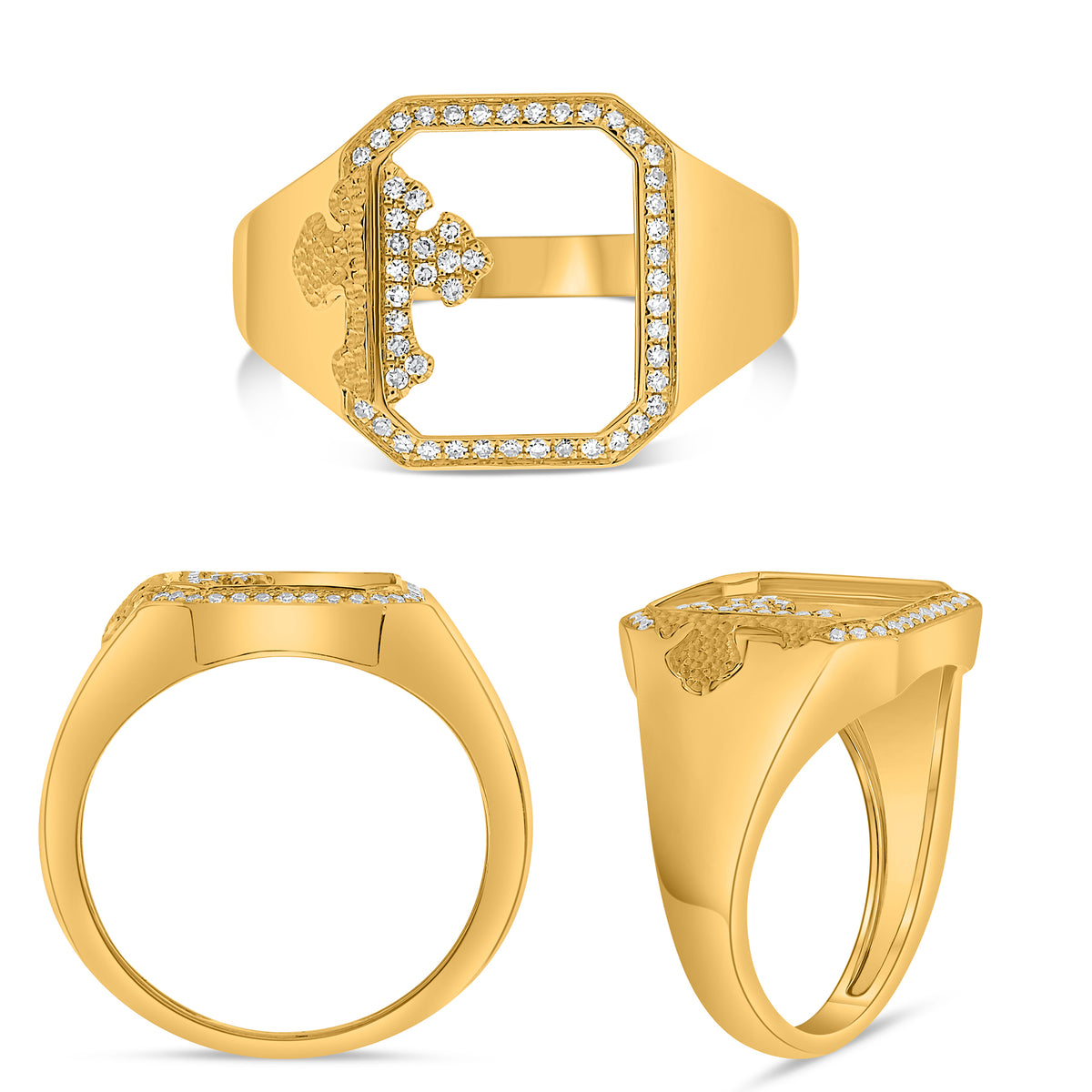 14K Yellow Gold Emerald Cut Diamond Ring