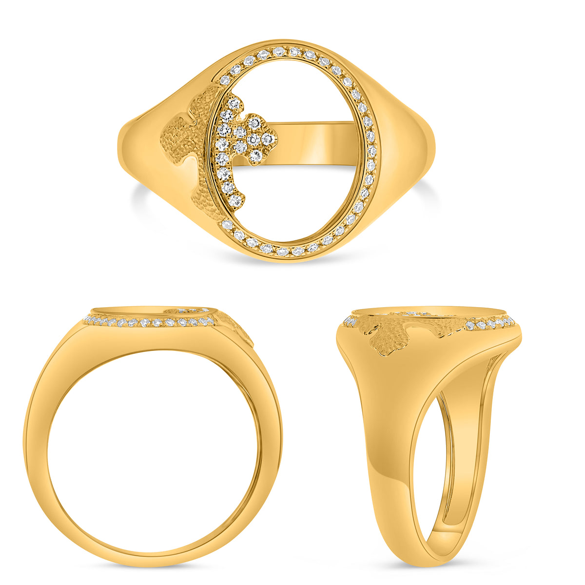 14K Yellow Gold Oval Diamond Ring