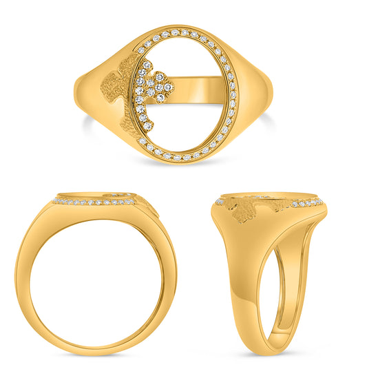 14K Yellow Gold Oval Diamond Ring