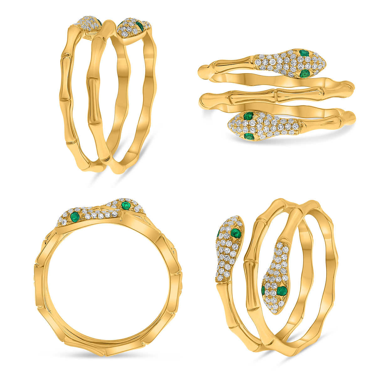 14K Yellow Gold Round Emerald Ring