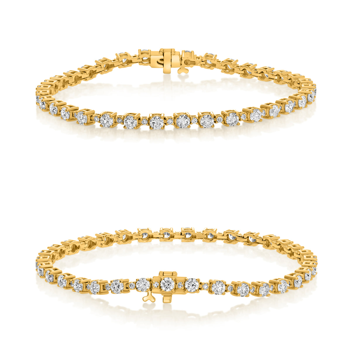 14K Yellow Gold Round Diamond Bracelet