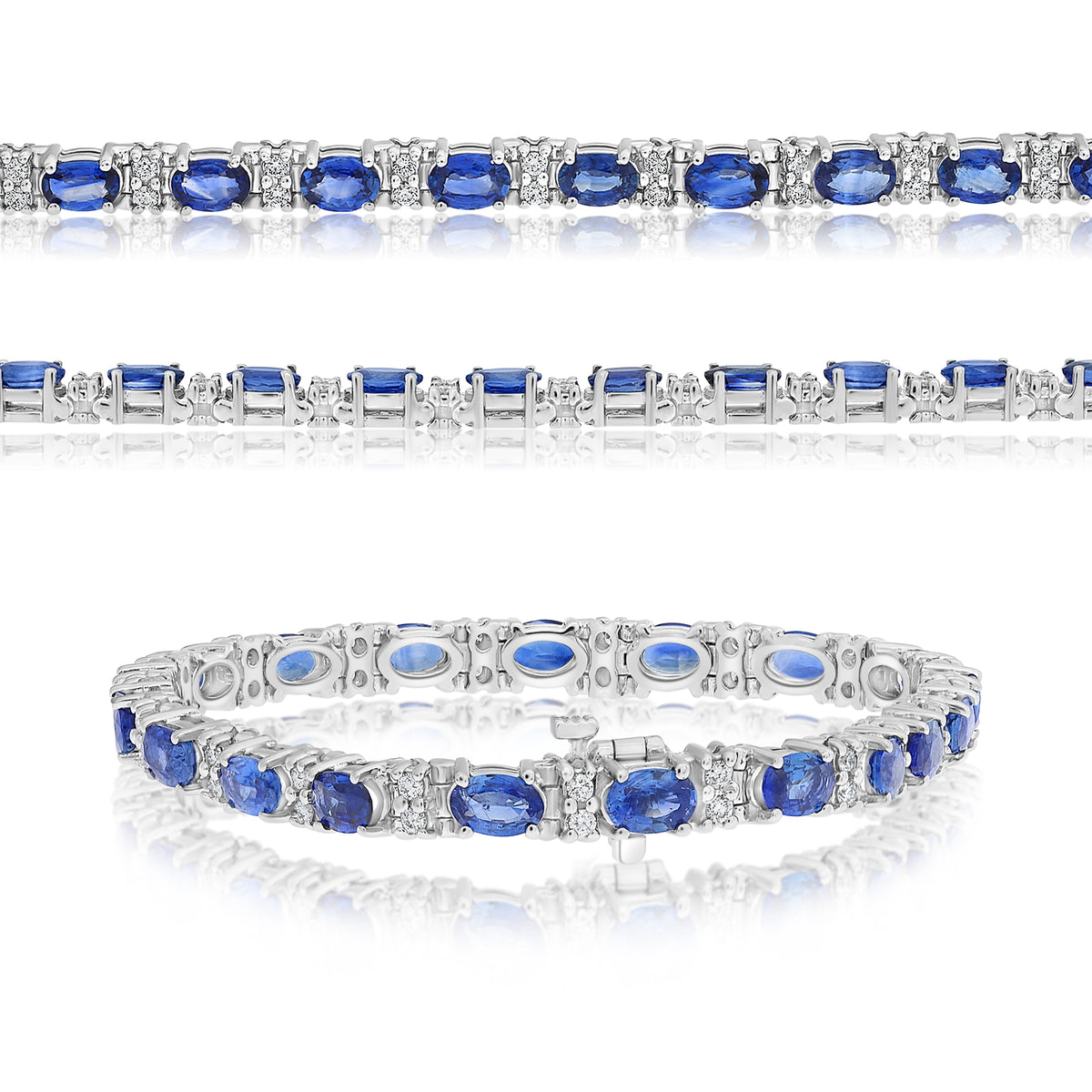 14K White Gold Oval Sapphire Bracelet