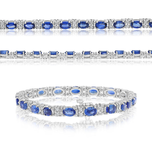 14K White Gold Oval Sapphire Bracelet