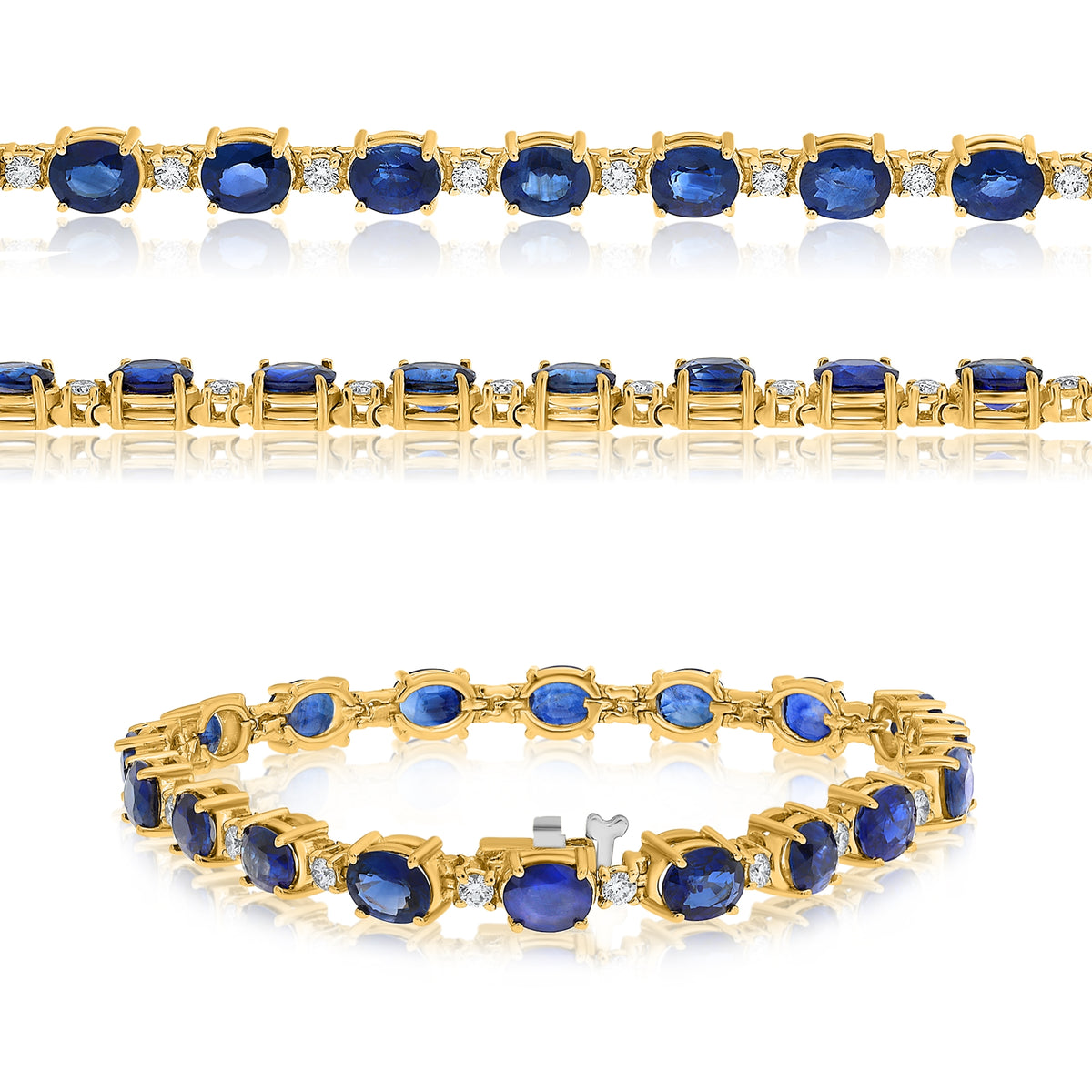 14K Yellow Gold Oval Sapphire Bracelet