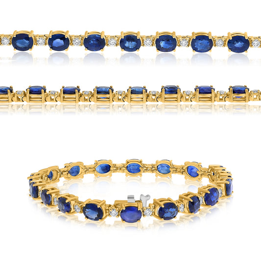 14K Yellow Gold Oval Sapphire Bracelet